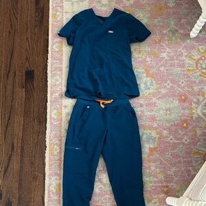 Figs Teal Scrub Top and Joggers